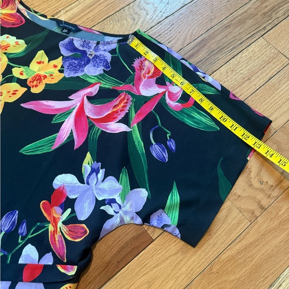 Lands’ End Black Multicolored Floral Dress Short Sleeve Womens Size S (6-8) NWOT - Picture 10 of 14